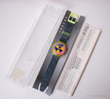 Rare 1991 Swatch SCJ101 Grand Prix montre | Boîte et papiers d'origine