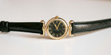 Cuarzo de dial negro vintage reloj | Damas minimalistas vintage ' reloj