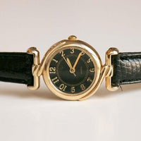 Quartz à cadran noir vintage montre | Dames minimalistes vintage montre