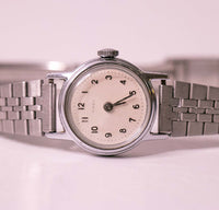 Retro 80 Timex Mecánico reloj para mujeres estuche de tono plateado