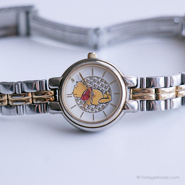 Vintage zweifarbig Winnie the Pooh Uhr | Rostfreier Stahl Timex Uhr