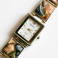 Cuarzo de la naturaleza vintage reloj para mujeres con cristales coloridos