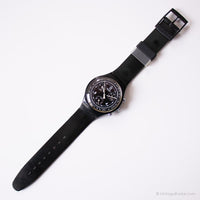 1995 Swatch SCB114 pur noir montre | Vintage tout noir Swatch Chrono
