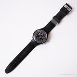 1995 Swatch SCB114 pur noir montre | Vintage tout noir Swatch Chrono