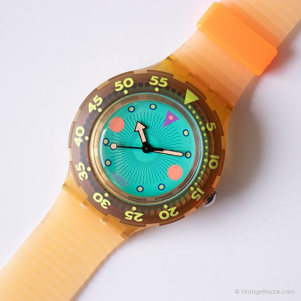 1991 Swatch SDK102 Medusa Watch | البرتقالي Swatch Scuba مع مربع