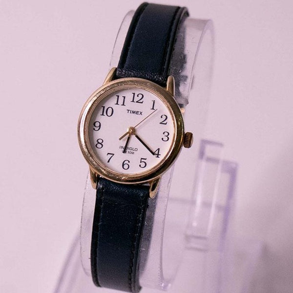 Clásico Timex Indiglo reloj para mujeres de cuero azul reloj