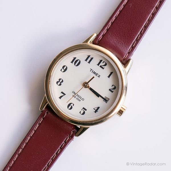 Vintage elegant Timex Indiglo Uhr für sie | Gold-Ton-Datum Uhr