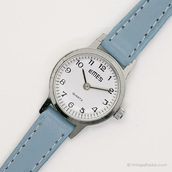 Piccolo orologio tono d'argento per lei | Orologio da polso vintage EMES