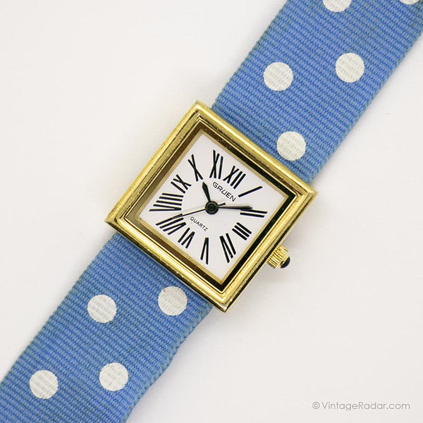 Vintage rechteckige Damen Uhr von Gruen | 90S Gold-Ton Uhr