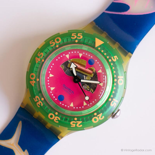 1991 Swatch SDN101 FISH FELIZ reloj | Vistoso Swatch Scuba con caja