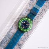 1991 Swatch SDN100 Blue Moon Watch | 90s الأزرق Swatch Scuba مع مربع