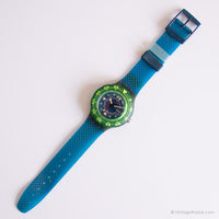 1991 Swatch SDN100 Blue Moon montre | Blue des années 90 Swatch Scuba avec boîte