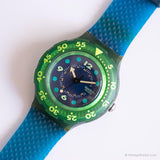 1991 Swatch SDN100 Blue Moon Watch | 90s الأزرق Swatch Scuba مع مربع