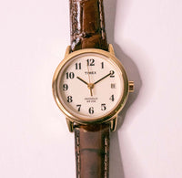 Ancien Timex Date indiglo montre Pour les femmes brunes montre Sangle