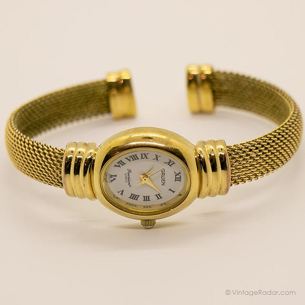 Vintage elegante Gruen reloj para ella | Reloj de pulsera de lujo con tono de oro