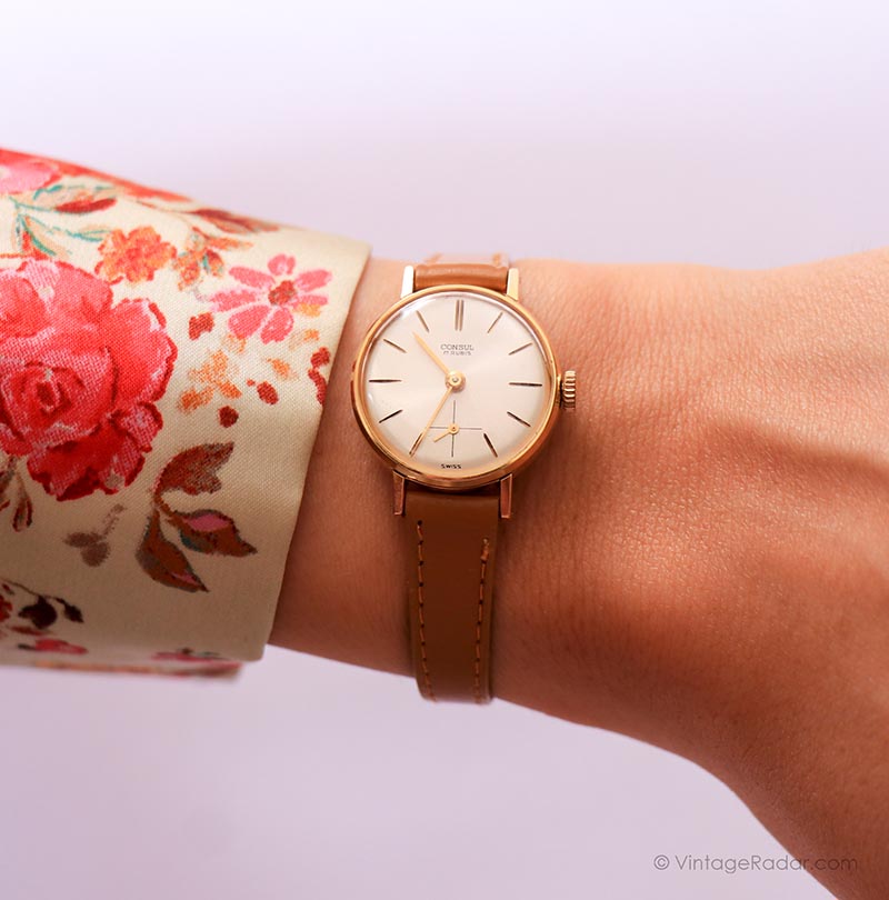 1960s Consul 17 Rubis Swiss-Made Watch for Women Gold Plated Incabloc ...