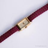 Vintage Tiny Rectangular Timex Watch for Her | Gold-tone Wristwatch