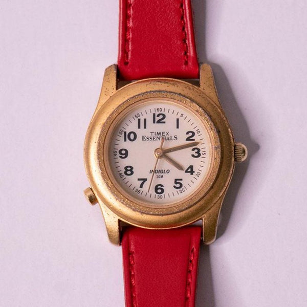 Jahrgang Timex Essentials Indiglo 30m Uhr für Frauen rot Uhr Gurt