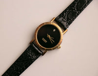 Vintage de cuarzo de diamantes reloj | Black Dial Vintage reloj Para damas