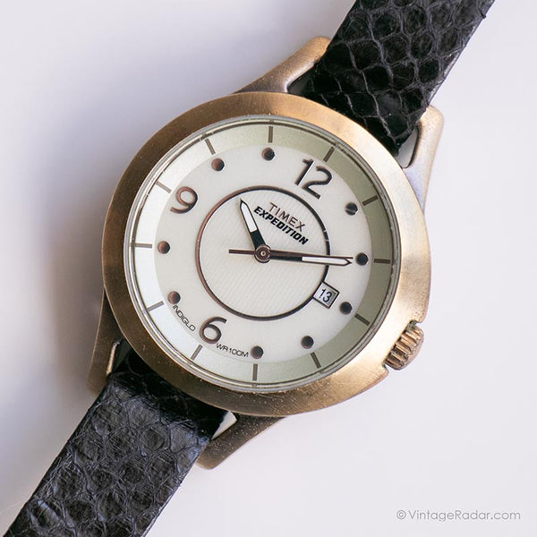 Tono de oro vintage Timex Expedición reloj | EXTRAÑO Timex Indiglo reloj