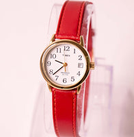 نادر Timex ساعة تاريخ الإنديجلو للنساء حزام مراقبة من الجلد الأحمر