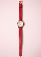 Raro Timex Orologio da appuntamento indiglo per cinghia di orologio in pelle rossa da donna