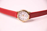 Rare Timex Date indiglo montre pour les femmes en cuir rouge montre Sangle