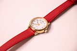Rare Timex Date indiglo montre pour les femmes en cuir rouge montre Sangle