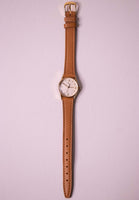 90 Timex Fecha de cuarzo de damas reloj con correa de cuero marrón