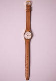 anni 90 Timex Ladies Quartz Date Watch con cinturino in pelle marrone
