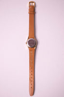 90er Jahre Timex Damenquarzdatum Uhr mit braunem Lederband