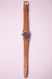 90s Timex Ladies Quartz Date Watch with Brown Leather Strap