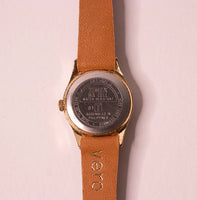 90s Timex Ladies Quartz Date Watch with Brown Leather Strap