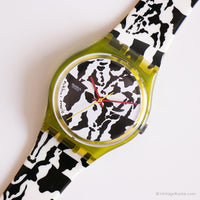 1991 Swatch GZ117 Flaeck Watch | طباعة البقرة Swatch مع الصندوق والأوراق