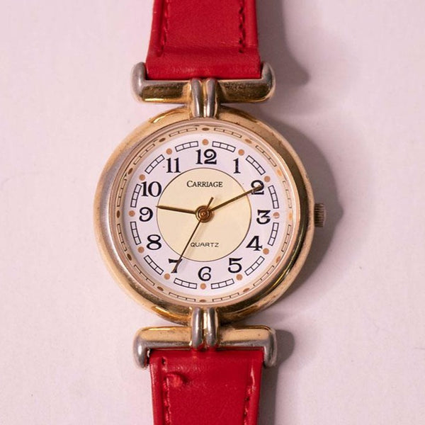 Chariot de ton doré quartz élégant montre pour les femmes vintage