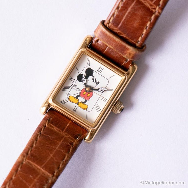 Pequeño rectangular Disney Time Works Mickey Mouse reloj para ella