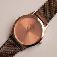 Quartz Womage en or rose vintage montre | Grande montre-bracelet pour les femmes