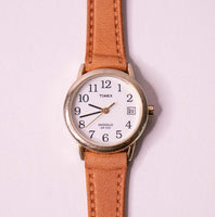 Vintage de mujeres Timex Indiglo reloj en una correa de cuero marrón