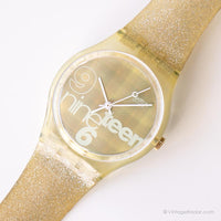 1996 Swatch GK216 Glitzer Uhr | Vintage Gold-Ton Swatch Mann