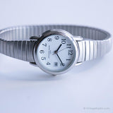 Muñeco de pulsera de fecha vintage para damas | Elegante acero inoxidable reloj