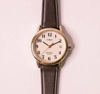 صغير Timex ساعة Indiglo للنساء على حزام من الجلد البني