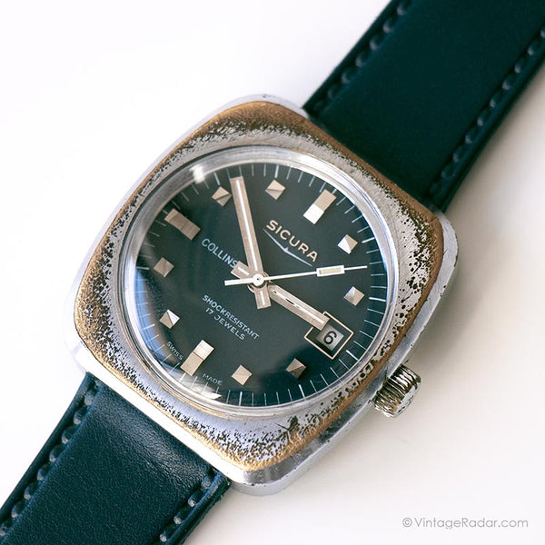 Data Sicura vintage orologio | Orologio meccanico tono rettangolare