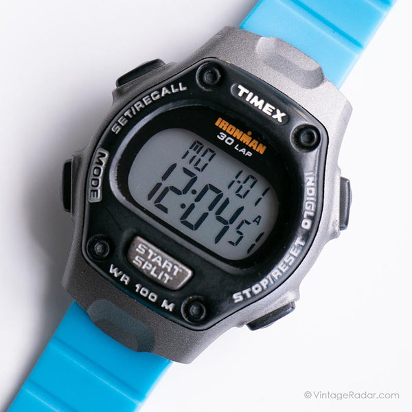 Antiguo Timex Ironman 30 vuelta reloj | Digital negro reloj para los hombres