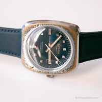 Vintage Sicura Datum Uhr | Rechteckiger Silberton mechanisch Uhr