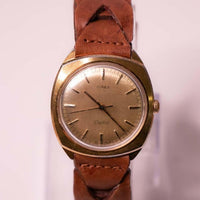 80er Jahre Vintage Timex Electric 26080 Herren -Armbanduhr mit Champagner -Zifferblatt