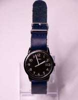 35 mm noir Timex Date indiglo montre pour les hommes et les femmes vintage