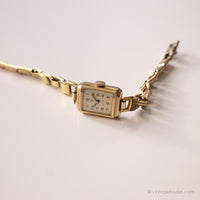 Piccolo orologio meccanico vintage per donne | Orologio tono d'oro raro degli anni '50