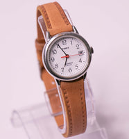 Einfach weiß Timex Indiglo -Datum Uhr | Damenklassiker Timex Uhr