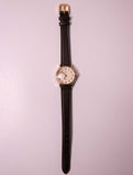 Tono de oro vintage Timex Cuarzo indiglo reloj | Correa de cuero marrón