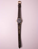 Tone d'or vintage Timex Quartz indiglo montre | Bracelet en cuir marron